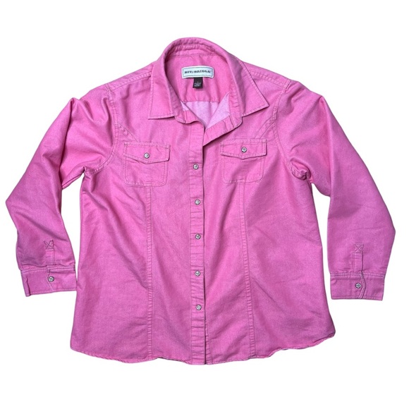 Bit & Bridle Women’s Pink Denim Snap Button Down Shirt - Picture 1 of 4